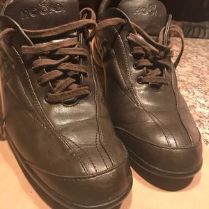 Hogan Brown Leather Laced Shoe EUR 37.5